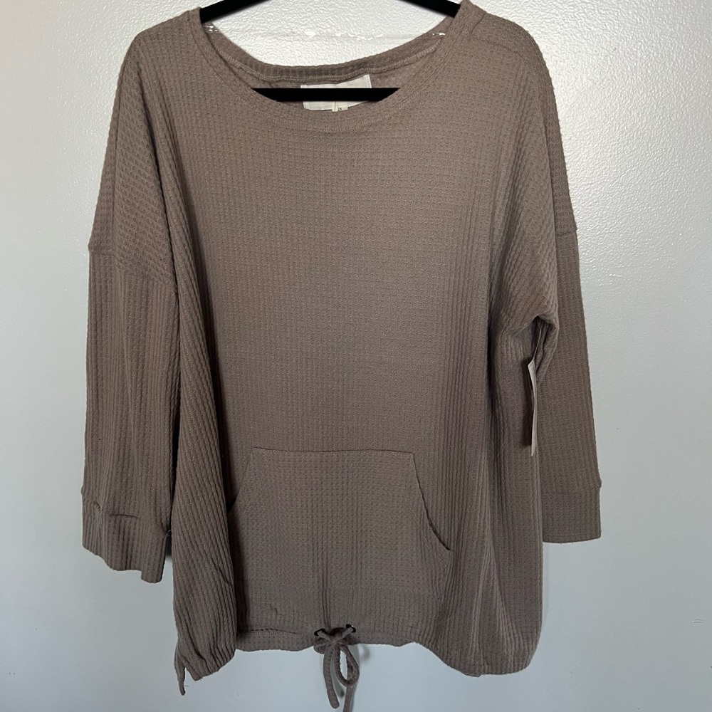 French Laundry Waffle Print 3/4 Sleeve Top Sz 2X NWT